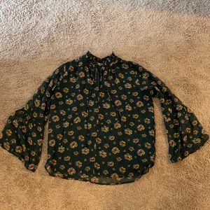 loft Floral printed bell sleeve top